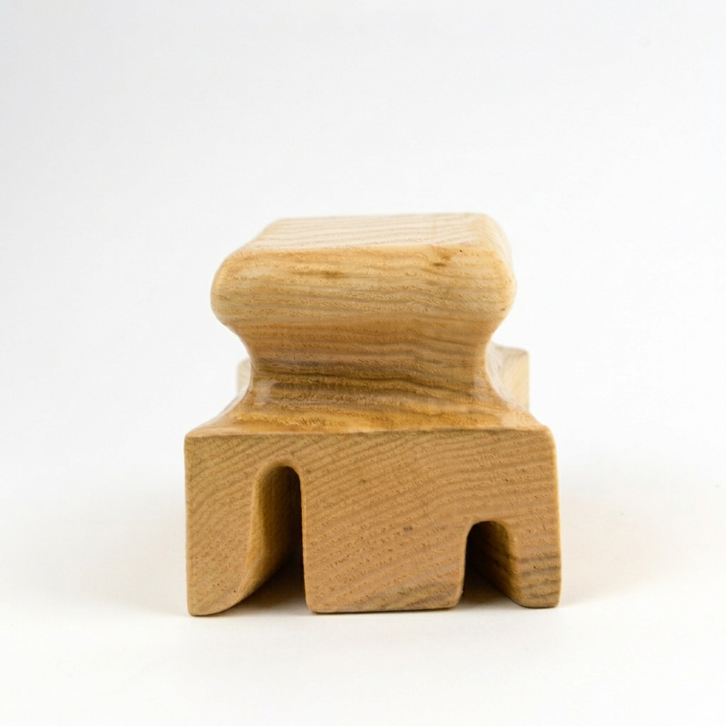 Wooden 3/4 and 1/2 inch hat brim curler for shaping rolled felt brims