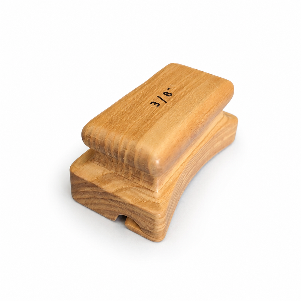 Wooden 3/8 inch hat brim curler for shaping narrow rolled felt hat edges