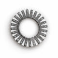 Top view of an acrylic hat conformateur with gray 3D-printed adjustable fingers, stainless steel hardware, and wing nuts for capturing an individual head contour during custom hat fitting.