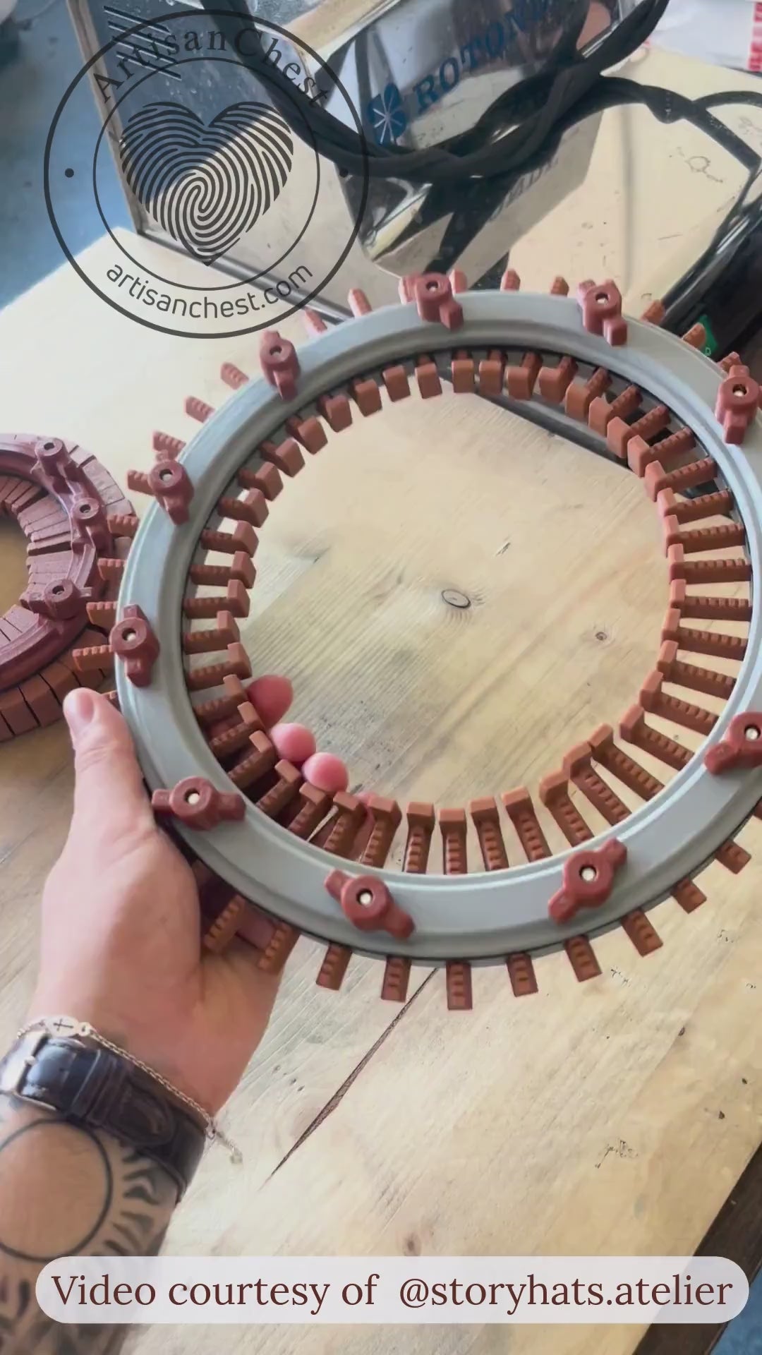 Hat maker demonstrates how to capture a customer’s head shape with a conformer, transfer the shape to a formillion, and secure it for accurate custom hat fitting