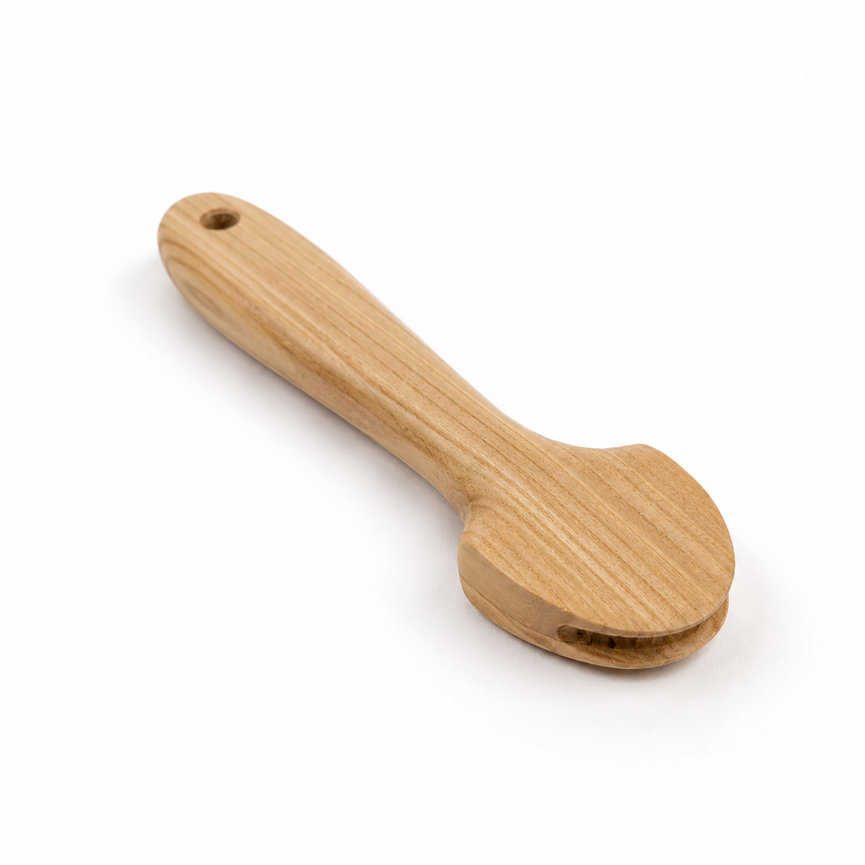 Wooden pusher downer for pressing blocking cord during felt hat making