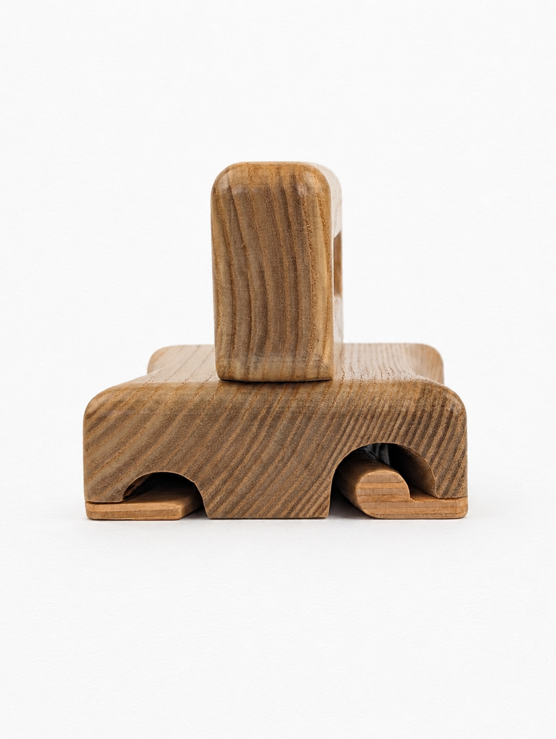Wooden double hat brim curler with two grooves for rolled felt brims